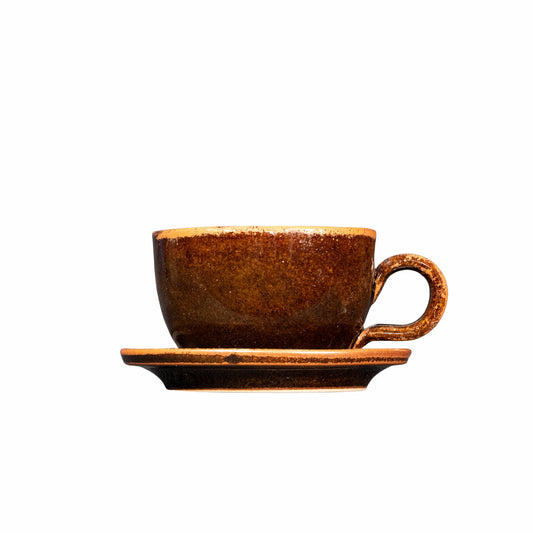 Große Tasse mit Unterteller "Dejeuner rond avec sous tasse" 2 Stk.