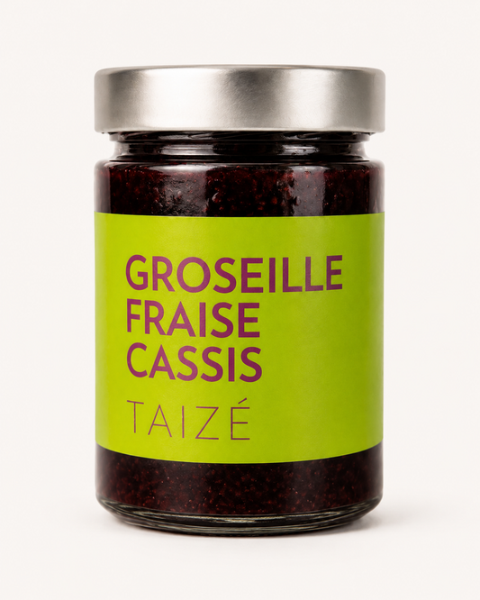 Groseille – Fraise – Cassis Konfitüre aus Taizé